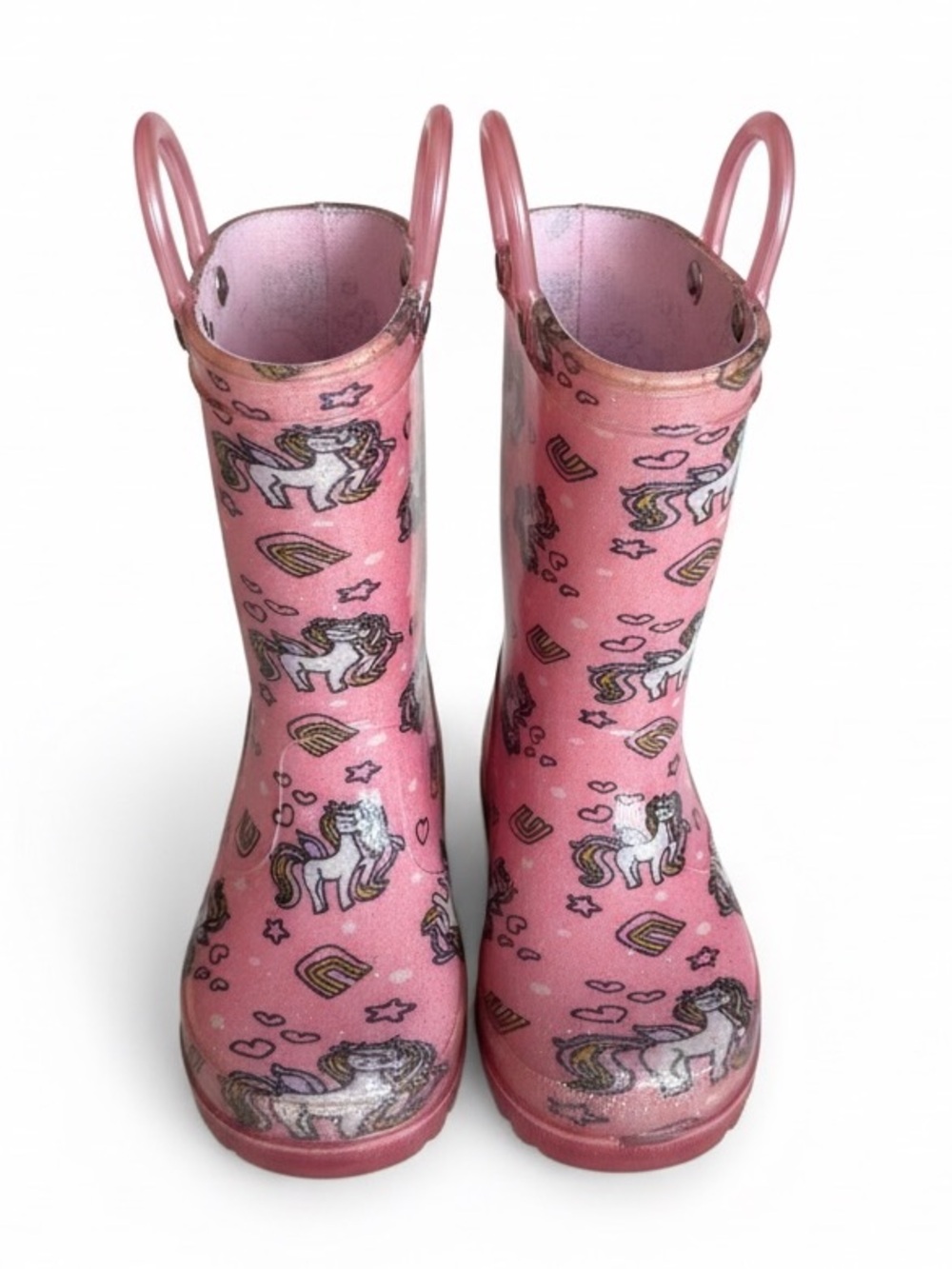 Zoogs Unicorn Glitter Rain Boots Pink Waterproof Kids Size 9 Toddler Girl